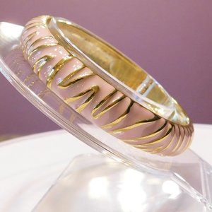 Pink & Gold Tone Enamel Hinged Bracelet - New without tags